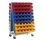 Double Side Louvre Panel Trolley - 3 Panels High With 108 x Size 3 Picking Bin Containers