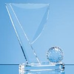 14cm Optical Crystal Golf Ball & Flag Award