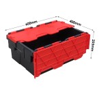 Black With Red Lid Storage Box Crates - 45 litre (600 x 400 x 255mm) Recycled Plastic