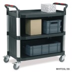 3 shelf utility trolley sides/back enclosed (load capacity 200kgs)