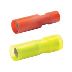 Insulated pin receptacle sleeve, 5 mm dia., 4-6 mm², PA fully insulated, CuZn tinned