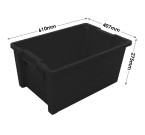 Black Recycled Plastic 180Âº (degree) Stacking and Nesting Containers (610 x 407 x 275mm) 50 Litres