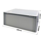 Basicline Euro Container Case (600 X 400 X 335MM) with Clear Lids and Hand Holes
