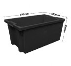 Ref: PLASSN73/Black 180Âº (degree) Recycled Plastic Stacking and Nesting Containers (690 x 430 x 320mm) 73 Litres