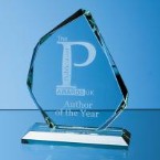 15cm x 15mm Jade Glass Facetted Ice Peak Award