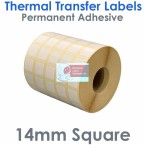 014014TTNPW5-10000, 14mm x 14mm 5 Across, Thermal Transfer Labels, Permanent Adhesive, 10,000 per roll, FOR SMALL DESKTOP LABEL PRINTERS