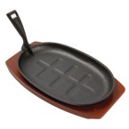 Cast Iron Oval Sizzler with Wooden Stand
