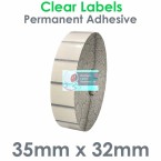 035032CPNPC1-5000, 35mm x 32mm CLEAR Polypropylene Label, Permanent Adhesive, FOR LARGER LABEL PRINTERS