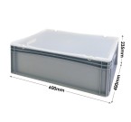 Basicline Euro Container Case (600 X 400 X 235MM) with Clear Lids and Hand Holes