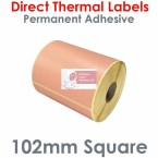 102102DTNPH1-500, 102mm x 102mm, Peach, Direct Thermal Labels, Permanent Adhesive, 500 per roll, For Small Desktop Label Printers