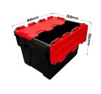 Ref: PLAS25/Black/Red Attached Lid Container (400 x 300 x 306mm) 25 Litres