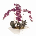 Pink Phal Orchid In White Trapezoid Pot - DK754