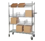 Eclipse Chrome Order Picking Trolley with 4 Tiers and A Top Sloping Shelf