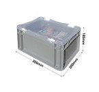 Basicline Range Euro Container Case (300 x 200 x 185mm) with Clear Lids and Hand Grips