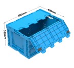 WALTHER Folding Container With Attached Hinged Lid in Blue (600 x 400 x 330mm)