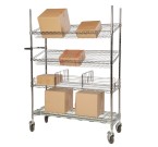 Eclipse Chrome Order Picking Trolley with 4 Tiers and 2 Top Sloping Shelves