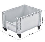 Basicline Plus (800 x 600 x 560mm) Open End Euro Picking Container With Wheels