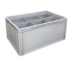 Glassware Stacking Crate (600 x 400 x 270mm) with 6 (181 x 173mm) Cells - Solid Sides and Base
