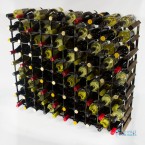 Classic 90 bottle dark oak stained wood and galvanised metal wine rack self assembly