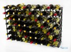 Classic 70 bottle black stained wood and black metal wine rack ready assembled