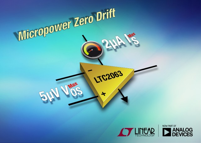 Industry’s Lowest Power Zero-Drift Op Amp Consumes only 1.3μA