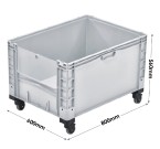 Basicline Plus (800 x 600 x 560mm) Open End Euro Picking Container With Translucent Door And Wheels