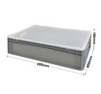 Basicline Euro Container Case (600 X 400 X 185MM) with Clear Lids and Hand Holes