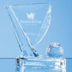 18cm Optical Crystal Golf Ball & Flag Award