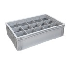 Glassware Stacking Crate (600 x 400 x 170mm) with 15 (107 x 114mm) Cells - Solid Sides and Base