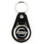 MD-25 Faux Leather Metal Medallion Round Insert Printed Keyrings