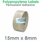 015008GPNPW2-5000, 15mm x 8mm, 2 Across, Gloss White Polypropylene Label, Permanent Adhesive, 5,000 per roll, FOR SMALL DESKTOP LABEL PRINTERS