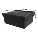 Recycled Plastic Attached Lid Storage Box Crate (800 x 600 x 310mm) 103 Litres