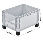 Basicline Plus (800 x 600 x 520mm) Open End Euro Picking Container With Translucent Door And Feet