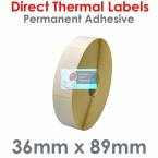036089DTNPW1-2020TC, PREMIUM 36mm x 89mm, Permanent Adhesive, Direct Thermal Labels, 2020 Per Roll, For Large Desktop Label Printers