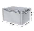 Basicline Euro Container Cases (600 x 400 x 335mm) with Hand Grips