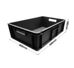 36 Litre Black Recycled Plastic Euro Container with Hand Holes
