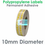 010DIAGPNPY2-20000, 10mm Diameter Gloss Yellow Polypropylene Label, 2 Across, Permanent Adhesive, FOR LARGER LABEL PRINTERS