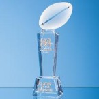 24cm Optical Crystal Rugby Ball Column Award