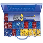 Steel assortment box with Insulated cable connections and crimping tool