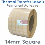 014014TTNPW5-20000, 14mm x 14mm 5 Across, Thermal Transfer Labels, Permanent Adhesive, 20,000 per roll, FOR LARGER LABEL PRINTERS