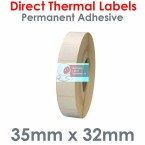 035032DTNPW1-5000, 35mm x 32mm, Direct Thermal Labels, Permanent Adhesive, 5,000 per roll, For Larger Label Printers