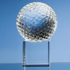 10cm Optical Crystal Golf Ball on Clear Base