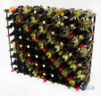 Classic 90 bottle dark oak stained wood and black metal wine rack ready assembled